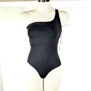 NWT Onia Sienna One Piece Swimsuit One Shoulder Black Size Small 4 Cut Out $175
